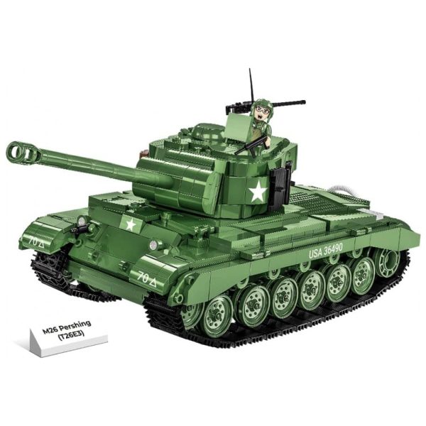 ectqtbl13jz90b_0 jpg - Kit de Construção Tanque M26 Pershing T26E3 da Segunda Guerra Mundial com 904 Peças, COBI, Verde