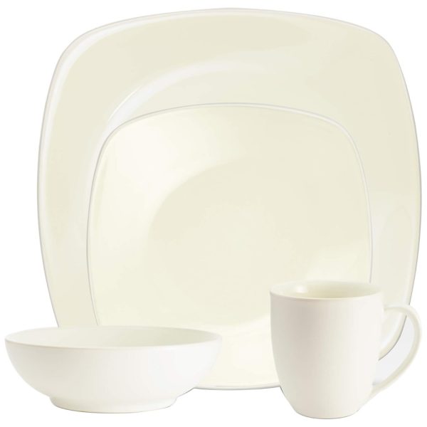 ectqwqei1p400b_0 jpg - Aparelho de Jantar de Cerâmica Clássica e Durável para o Dia a Dia com 4 Peças, Formato Quadrado e Material de Cerâmica, Noritake 8090 04P, Branco