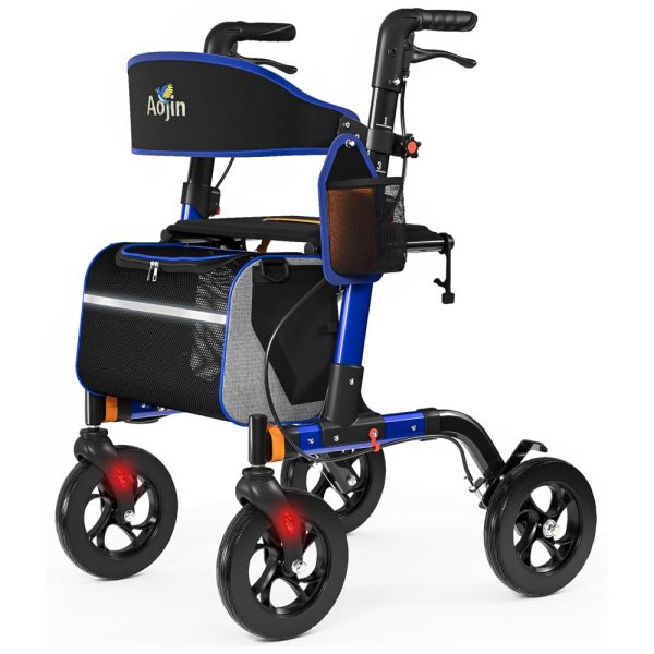 ectqy7r21wjd0b_0 jpg - Andador para Idosos com Assento Resistente até 159 kg, Assento Confortável 45 cm, Rodas Todo Terreno 20 cm, Altura Ajustável 6 Níveis, Alumínio,Aojin