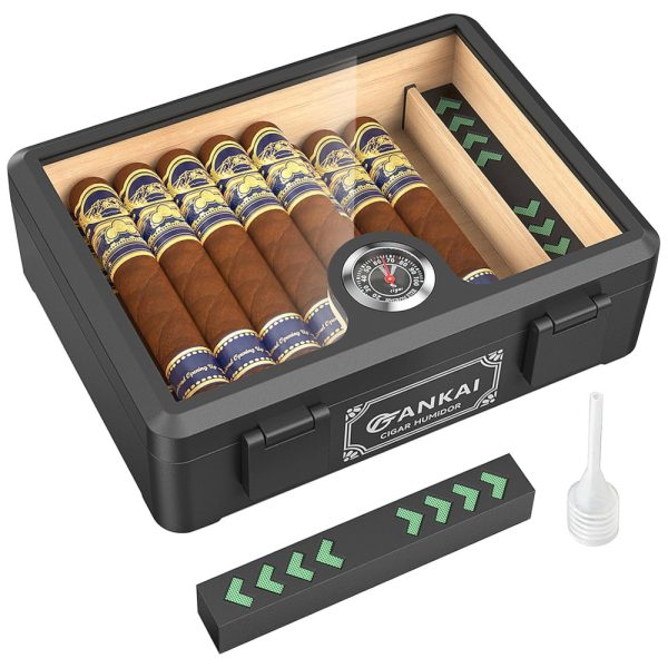 ectqyl8mr2rd0b_0 jpg - Umidor de Charutos com Topo em Vidro, Caixa de Cedro à Prova de Quedas com Divisor para 20 25 Charutos Preta FANKAI