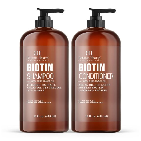 ectq21yzlfs70b_0 jpg - Shampoo e Condicionador de Biotina Óleo de Gengibre e Queratina para Queda 473ml, BOTANIC HEARTH, Marrom Escuro