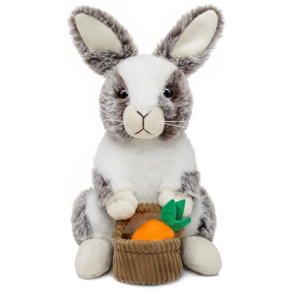ectq28zr5mqc0b_0 jpg - Coelho de Pelúcia de 30 cm Lavável com Orelhas Flexíveis e Cesta de Páscoa, HO EF