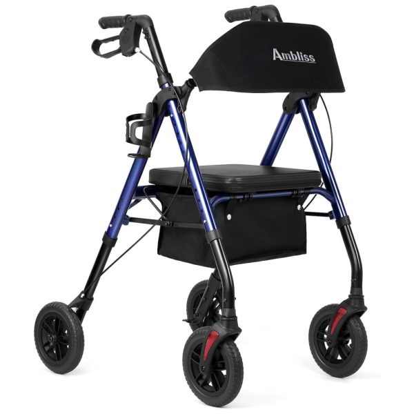ectq3rdh7vyd0b_0 jpg - Andador Rollator Ambliss com Assento para Idosos, Rodas de 20cm, Suporta até 136kg, Cesto e Encosto Largos, Altura Ajustável, Dobrável Azul Escuro