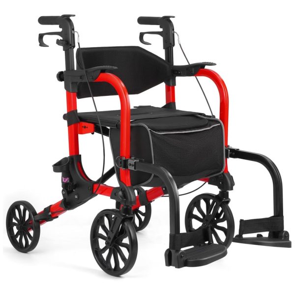 ectq3tkmzqjd0b_0 jpg - Andador Rollator 2 em 1 Leve com Rodas Dianteiras de 10 e Rodas Traseiras de 8 para Idosos, Cadeira de Rodas Dobrável Suporta até 136kg
