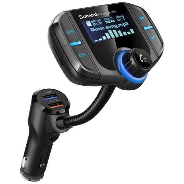 ectq3v2zw6570b_0 jpg - Adaptador Transmissor Veicular Bluetooth com 2 Portas UBS, AUX e MP3, 12 24V, SUMIND BT70B, Preto