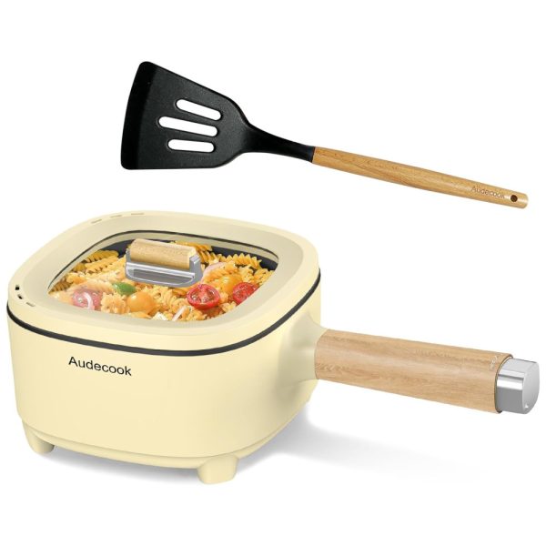 ectq41zxj9lc0b_0 jpg - Audecook Hot Pot Electric 2L e Frigideira Antiaderente de Cerâmica 8 Polegadas Cooker Portátil para Macarrão, Bife, Arroz Frito, Aveia e Sopa
