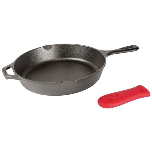 ectq88cgx2g00b_0 jpg - Frigideira de Ferro Fundido 4L Pré Temperada, com Alça de Silicone, LODGE L10SK3ASHH41B, Preto