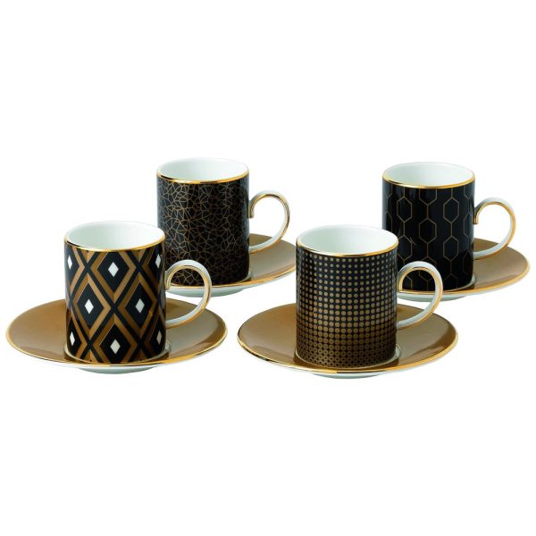 ectqcgu9cgz00b_0 jpg - Jogo de Xícaras e Pires para Café com Tema Geométrico, Capacidade de 170mL e Material de Porcelana, Waterford 40007553, Colorida
