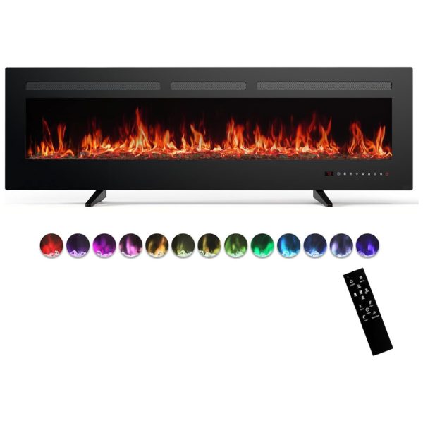 ectqgzcy6jkd0b_0 jpg - Lareira Elétrica Sweetcrispy 1,52 metros, Montagem na Parede ou Embutida, Aquecedor de 1500W 750W com Controle Remoto, 13 Cores de Chama Ajustáveis, Timer