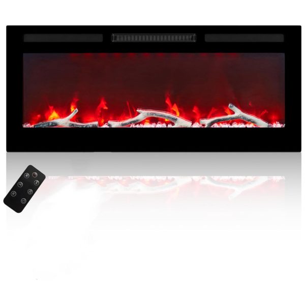 ectqhxyn19cc0b_0 jpg - Lareira Elétrica de Embutir A45x106L cm com Controle Remoto, Baixo Ruído e 6 Opções de Chamas, 110V 1500W, MONDAWE, Preta