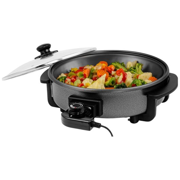 ectqkcy2hx970b_0 jpg - Frigideira Elétrica OVENTE de 30 Centímetros com Revestimento Antiaderente, 1400W, Controle de Temperatura Ajustável e Tampa de Vidro Temperado