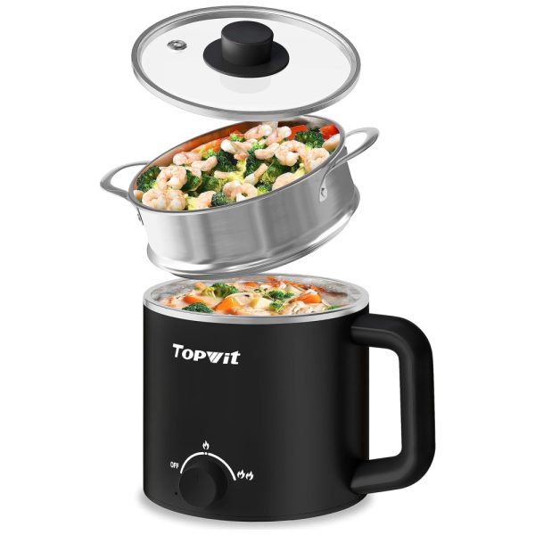 ectqkl6tmk4c0b_0 jpg - Panela Elétrica Topwit Hot Pot com Steamer, 1,6 L Ideal para Macarrão Instantâneo, Sopas e muito mais Cooker Portátil com Controle