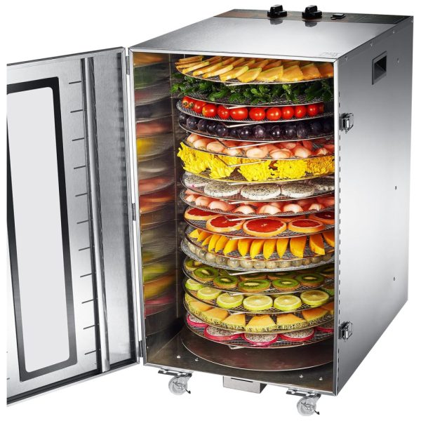 ectqkzxnkqfc0b_0 jpg - Desidratador de Alimentos Profissional com Rotação Automática 360 e 16 Bandejas em Aço Inoxidável, 110V 1500W, Cercker, Prata