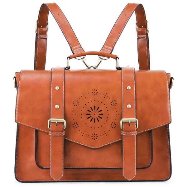 ectqnkq9mkm70b_0 jpg - Mochila Vintage de Couro Vegano para Laptop Feminina, ECOSUSI ES1101002A003 FUS, Marrom
