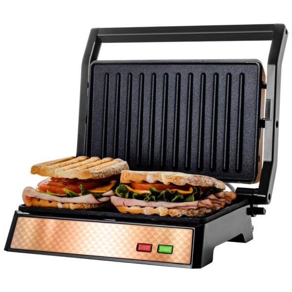 ectqprwcmjh70b_0 jpg - Ovente GP0620CO Sanduicheira Elétrica Antiaderente 2 Fatias, Aço Inox, 110V, 1000W, Laranja