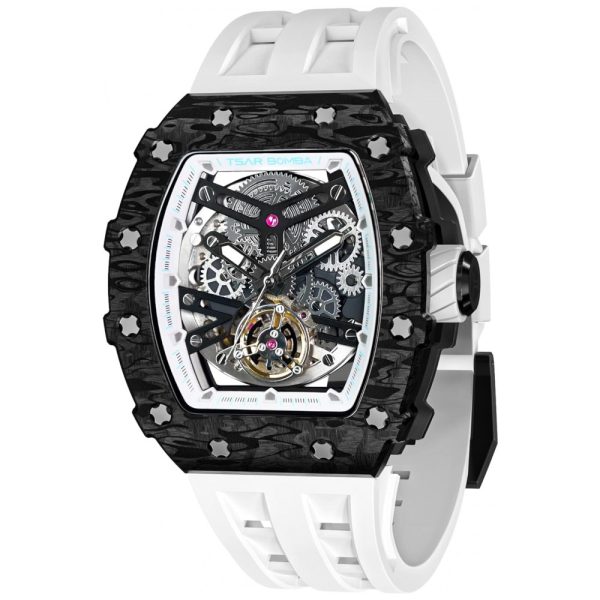 ectqscf3c3690b_0-1 jpg - Relógio Masculino Analógico Automático Mecânico a Prova dÁgua 50M com Pulseira de Silicone, TSAR BOMBA TB8208SGLZ, Branco e Preto