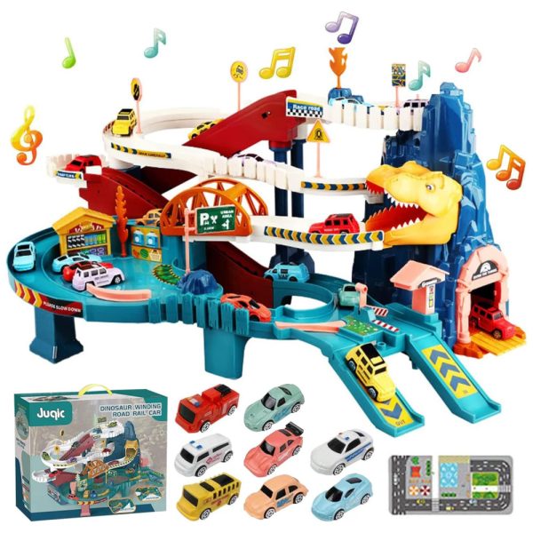ectqwbn3jqm90b_0 jpg - Pista de Corrida com 12 Mini Carros e Tema de Dinossauros para Crianças Acima de 3 Anos, Juqic, Colorida