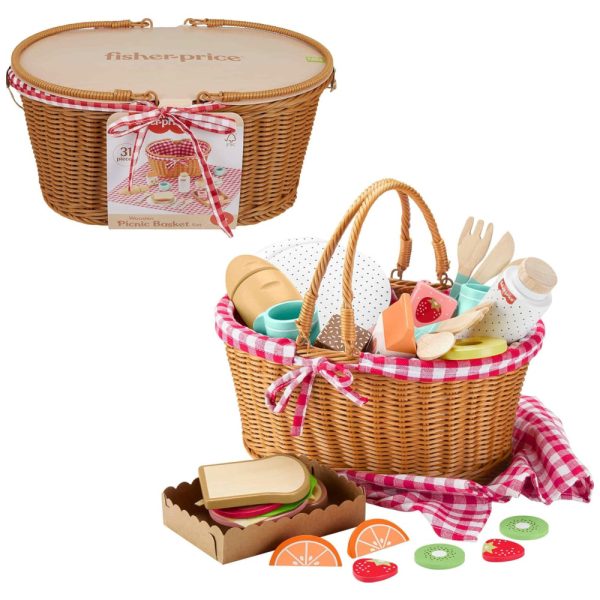 ectqyzbz96yc0b_0 jpg - Cesta de Piquenique Fisher Price 31 Peças de Madeira para Roleplay Pré Escolar 3 Anos