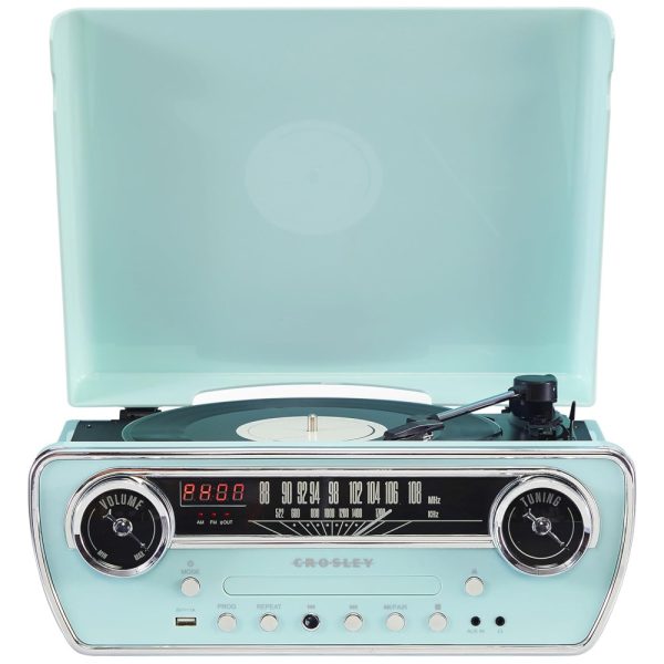ectqzkp5gjld0b_0 jpg - Vitrola Toca Discos Powel 7 em 1 Bluetooth com Rádio AM FM, CD Player e Aux in, CR6047A AB Crosley, Azul Aqua