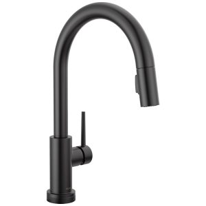 Torneira Cozinha com Tecnologia Touch2O e Pulverizador Pull Down Delta 9159T-BL-DST Preto Fosco
