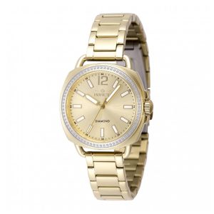 Relógio Feminino Invicta Elite Diamond com 025 Quilates de Diamantes 32mm Dourado 48730