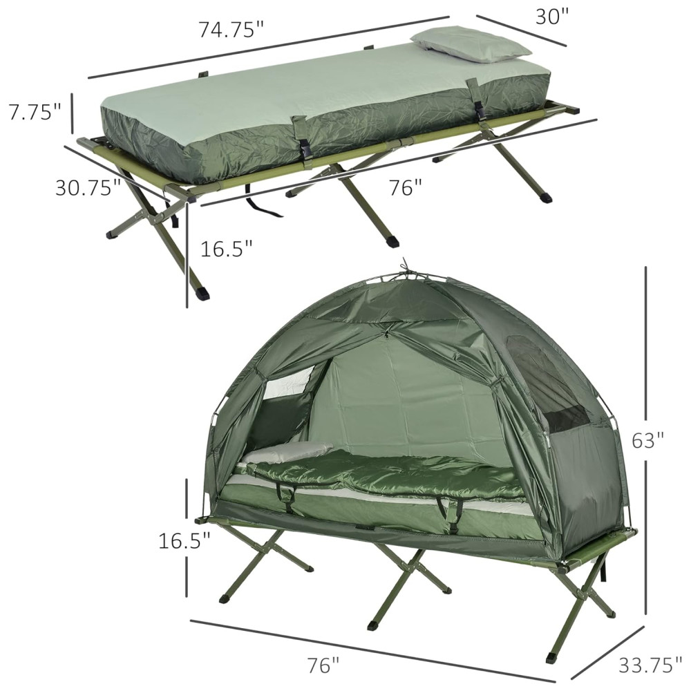Barraca Suspensa Portátil para Acampamento Camping OUTSUNNY B2 0006 Verde - Imagem 5