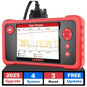 Scanner Automotivo CRP123 Atualização USB e Vitalícia ENG TCM ABS SRS Display Colorido LAUNCH 8542036902 Vermelho