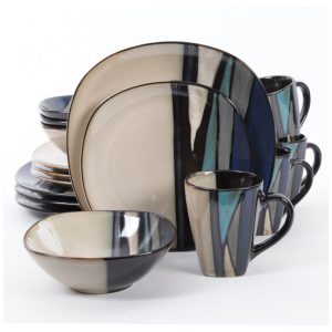 Aparelho de Jantar com 16 Peças em Cerâmica Serve 4 Pessoas Gibson Elite Althea Azul