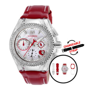Relgio feminino TechnoMarine Cruise - 40 mm. Vermelho. Branco com ala intercambivel TM-117001 Invicta
