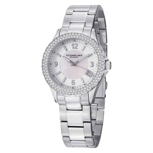 Relógio de Pulso Stuhrling Íris 887 com Mostrador Branco e Pulseira de Aço Inoxidável Prateado - 36mm Clássico