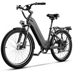 Bicicleta Elétrica 1000 Peak para Adultos Autonomia de até 80 Quilômetros com Bateria Removível E-bike de 26'' com 7 Velocidades para Praia Neve e