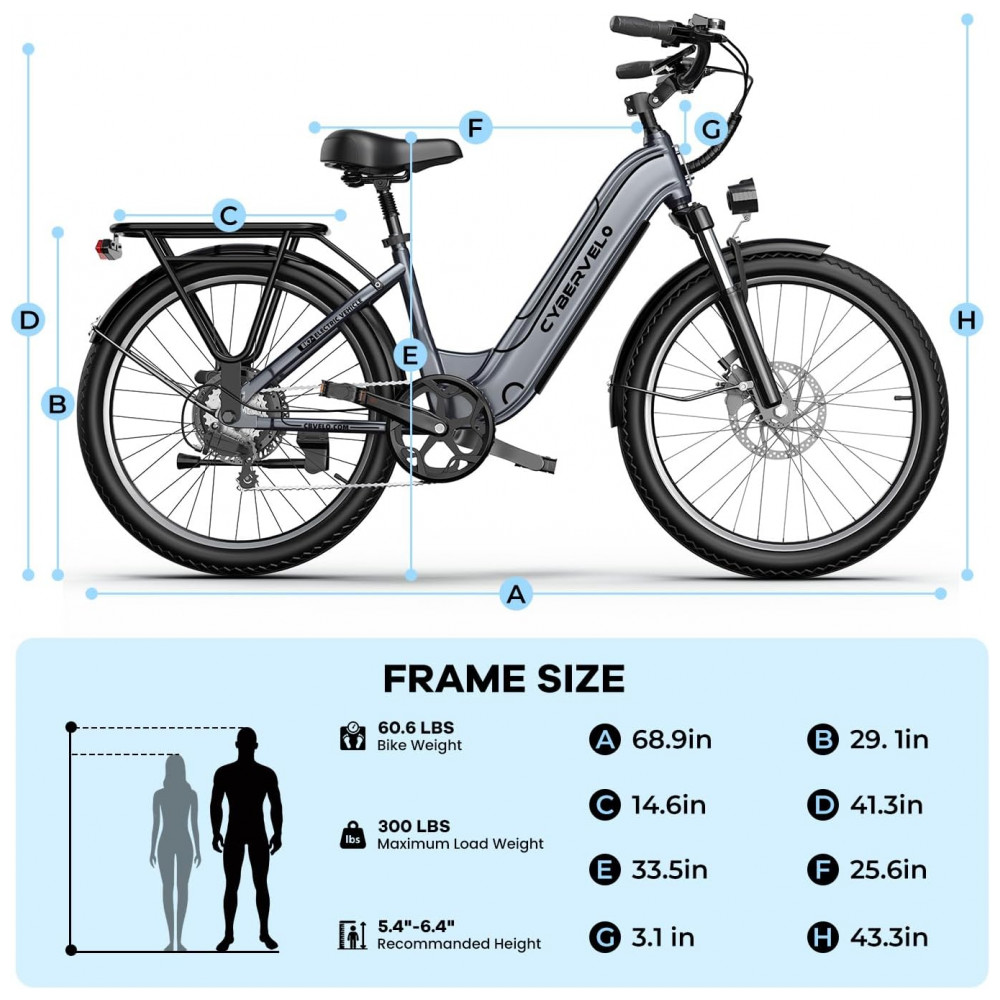 Bicicleta Elétrica 1000 Peak para Adultos Autonomia de até 80 Quilômetros com Bateria Removível E-bike de 26'' com 7 Velocidades para Praia Neve e - Imagem 9