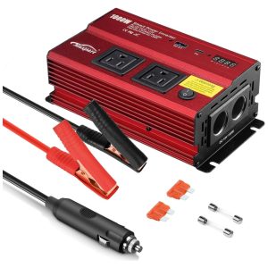 Maxpart Inversor de Potência Automotivo 1000W com Porta USB Duplo e Acendedor de Cigarro TWING U3988 Vermelho
