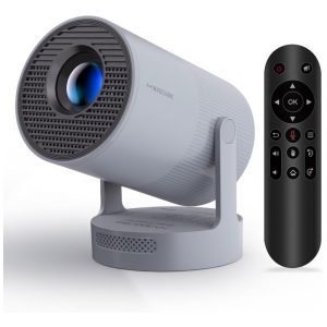 Projetor Mini Electric FocusMagcubic 4K com WiFi 6 e Bluetooth 5.4 Alto-falante de 5W Rotação de 180° Portátil para Cinema em Casa Cor Cinza