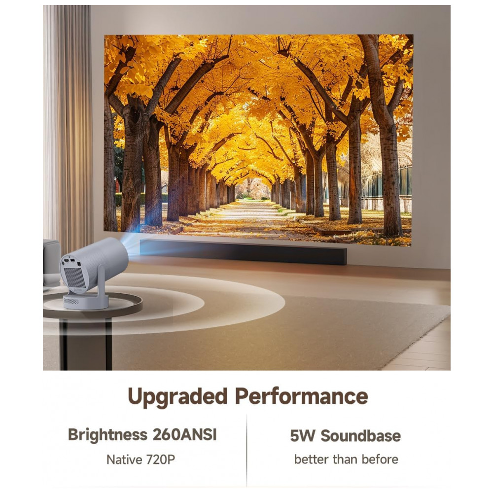 Projetor Mini Electric FocusMagcubic 4K com WiFi 6 e Bluetooth 5.4, Alto-falante de 5W, Rotação de 180°, Portátil para Cinema em Casa, Cor Cinza - Imagem 3