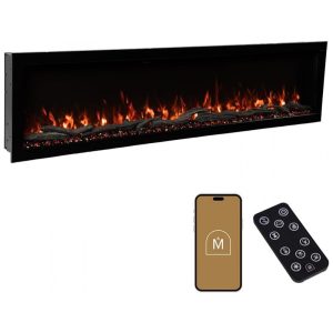 Lareira Elétrica Linear Inteligente Modern Ember Highmark 21336 cm Premium com Chamas Personalizáveis em 10 Cores Design Oculto de Ventilação