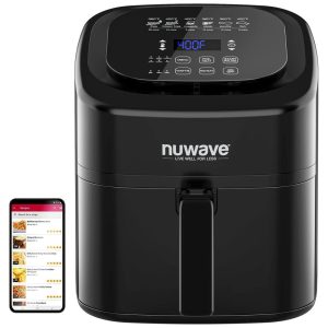 Fritadeira Elétrica Nuwave Brio 6QT Digital Preta 57 Litros Controle Touch 6 Menus Divisória Removível 1800W 110V