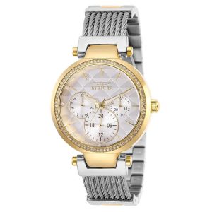 Relógio Feminino Invicta Angel Eterna 36mm Dourado Prateado ZG28921