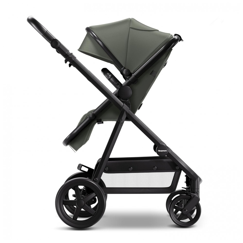 Carrinho de Bebê para Passeio 2 em 1 com Modo Berço Compatível com Assento de Carro Infantil Mompush Verde Escuro - Imagem 7