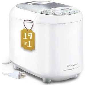 Máquina de Pão KITCHENARM 19 em 1 HANDY Branco com Tampa e Câmara em Aço Inoxidável 19 Programas Automáticos Timer de Atraso Capacidade para 907 g Voltagem 110V
