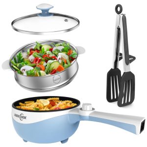 Panela Elétrica Multifuncional 17L com Vaporizador e Frigideira Antiaderente. Ideal para cozinhar macarrão instantâneo.Audecook