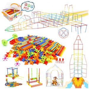 Brinquedo de construção STEM com canudos Ggiibro 800 peças tubos plásticos interligáveis