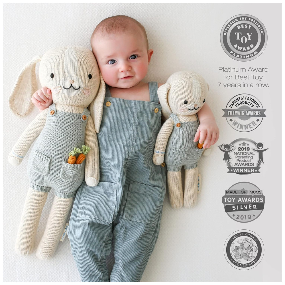 Coelho de Pelúcia de 33 cm Feito à Mão 100% Algodão Perfeito para Abraçar Cuddle + Kind - Imagem 2