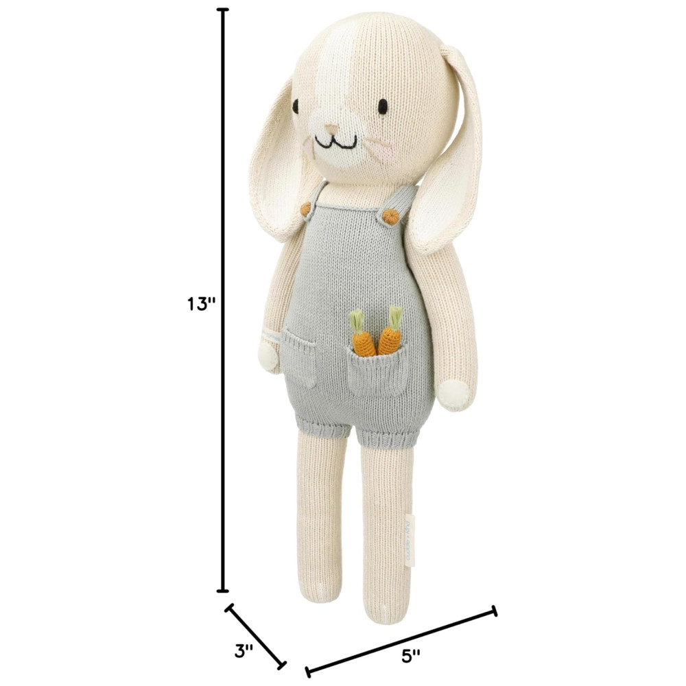 Coelho de Pelúcia de 33 cm Feito à Mão 100% Algodão Perfeito para Abraçar Cuddle + Kind - Imagem 9