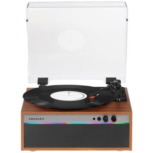 Vitrola Toca-Discos Strobe Bluetooth com Luzes LED que Mudam de Cor com Sincronização Musical CR6048A-WA CrosleyMadeira