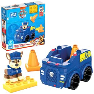 Conjunto de Construção Carro de Patrulha da Patrulha Canina com 1 Figura Chase e 10 Blocos para Crianças Acima de 3 Anos MEGA Bloks