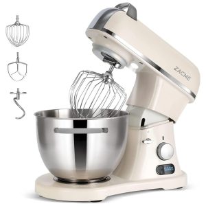 Batedeira 79L com 11 Velocidades e 3 Acessórios de Aço Inoxidável 110V 800W ZACME Creme