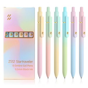 Conjunto 6 canetas em gel UIXJODO ombré dourado ponta fina 05 mm tinta preta