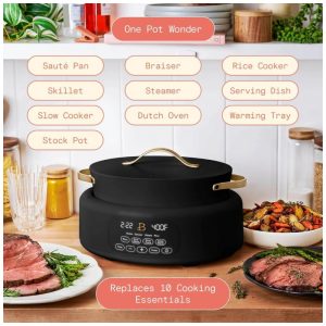 Panela elétrica multiuso 10 em 1 Beautiful by Drew Barrymore 57L preta 1500W 110V