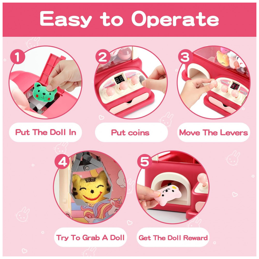 AIQI 55 PCS Large Kids Claw Machine Vermelha com Luzes LED e Som, Máquina de Garra Eletrônica para Crianças - Imagem 4